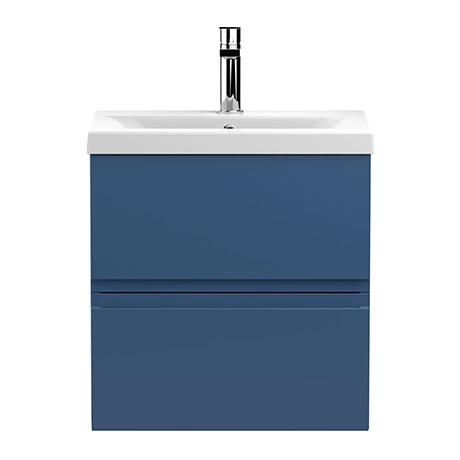 Hudson Reed Urban Satin Blue 500mm Wall Hung 2-Drawer Vanity Unit - URB302A 3 Hudson Reed Urban Satin Blue 500mm Wall Hung 2-Drawer Vanity Unit - URB302A