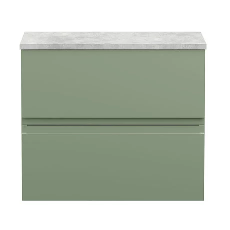 Hudson Reed Urban 600mm Satin Green Vanity Unit - Wall Hung 2 Drawer Unit with Grey Worktop 3 Hudson Reed Urban 600mm Satin Green Vanity Unit - Wall Hung 2 Drawer Unit with Grey Worktop