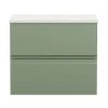 Hudson Reed Urban 600mm Satin Green Vanity Unit - Wall Hung 2 Drawer Unit with White Worktop 1 Hudson Reed Urban 600mm Satin Green Vanity Unit - Wall Hung 2 Drawer Unit with White Worktop -Wall Hung Vanity Units Shop URB804LSW m