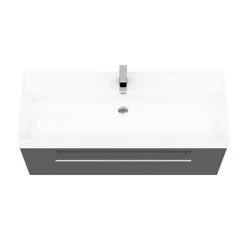 Valencia 1200 Gloss Grey Minimalist Wall Hung Vanity Unit with Chrome Handle -Wall Hung Vanity Units Shop V12GWHCH d2 460