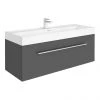 Valencia 1200 Gloss Grey Minimalist Wall Hung Vanity Unit with Chrome Handle 1 Valencia 1200 Gloss Grey Minimalist Wall Hung Vanity Unit with Chrome Handle -Wall Hung Vanity Units Shop V12GWHCH p