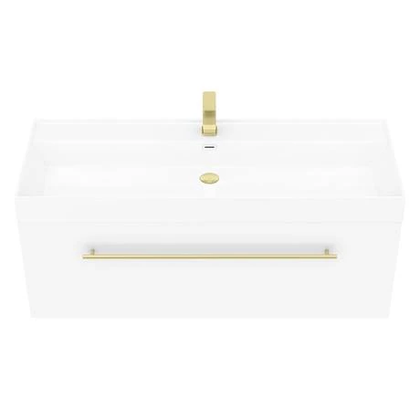 Valencia 1200 Gloss White Minimalist Wall Hung Vanity Unit with Brass Handle 5 Valencia 1200 Gloss White Minimalist Wall Hung Vanity Unit with Brass Handle - Image 3