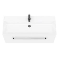 Valencia 1200 Gloss White Minimalist Wall Hung Vanity Unit with Matt Black Handle -Wall Hung Vanity Units Shop V12WWHMB d2 460
