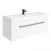 Valencia 1200 Gloss White Minimalist Wall Hung Vanity Unit with Matt Black Handle -Wall Hung Vanity Units Shop V12WWHMB p