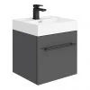 Valencia 450 Gloss Grey Minimalist Wall Hung Vanity Unit with Matt Black Handle 1 Valencia 450 Gloss Grey Minimalist Wall Hung Vanity Unit with Matt Black Handle -Wall Hung Vanity Units Shop V4GWHMB p