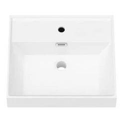 Valencia 450 Gloss White Minimalist Wall Hung Vanity Unit with Chrome Handle -Wall Hung Vanity Units Shop V4WWHCH d5 460
