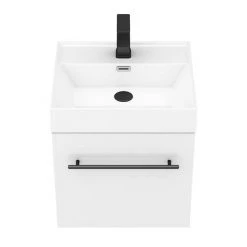 Valencia 450 Gloss White Minimalist Wall Hung Vanity Unit with Matt Black Handle 8 Valencia 450 Gloss White Minimalist Wall Hung Vanity Unit with Matt Black Handle -Wall Hung Vanity Units Shop V4WWHMB d4 460