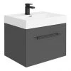 Valencia 600 Gloss Grey Minimalist Wall Hung Vanity Unit with Matt Black Handle 1 Valencia 600 Gloss Grey Minimalist Wall Hung Vanity Unit with Matt Black Handle -Wall Hung Vanity Units Shop V6GGHMB p