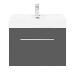 Valencia 600 Gloss Grey Minimalist Wall Hung Vanity Unit with Chrome Handle 13 Valencia 600 Gloss Grey Minimalist Wall Hung Vanity Unit with Chrome Handle -Wall Hung Vanity Units Shop V6GWHCH D5 460