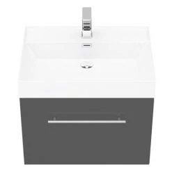 Valencia 600 Gloss Grey Minimalist Wall Hung Vanity Unit with Chrome Handle 12 Valencia 600 Gloss Grey Minimalist Wall Hung Vanity Unit with Chrome Handle -Wall Hung Vanity Units Shop V6GWHCH d4 460