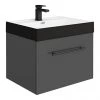 Valencia Wall Hung Vanity Unit - Gloss Grey - 600mm with Black Handle and Basin 1 Valencia Wall Hung Vanity Unit - Gloss Grey - 600mm with Black Handle and Basin -Wall Hung Vanity Units Shop V6GWHMBBK p