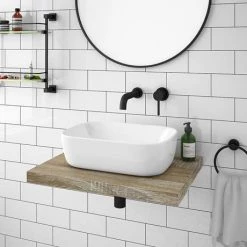 Venice Floating Basin Shelf (Light Oak - 600mm Wide) -Wall Hung Vanity Units Shop V6LKSLF d2 460