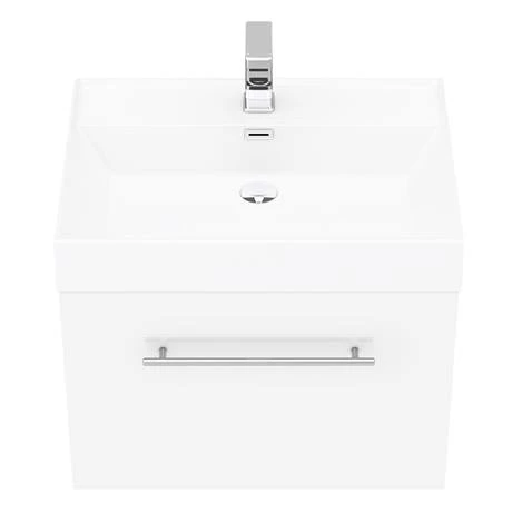 Valencia 600 Gloss White Minimalist Wall Hung Vanity Unit with Chrome Handle 7 Valencia 600 Gloss White Minimalist Wall Hung Vanity Unit with Chrome Handle - Image 5
