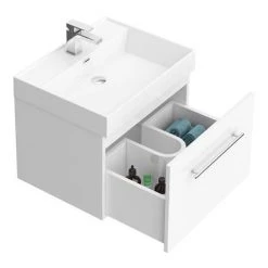 Valencia 600 Gloss White Minimalist Wall Hung Vanity Unit with Chrome Handle 13 Valencia 600 Gloss White Minimalist Wall Hung Vanity Unit with Chrome Handle -Wall Hung Vanity Units Shop V6WWHCH d5 460