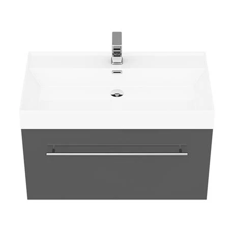 Valencia 800 Gloss Grey Minimalist Wall Hung Vanity Unit with Chrome Handle 5 Valencia 800 Gloss Grey Minimalist Wall Hung Vanity Unit with Chrome Handle - Image 3