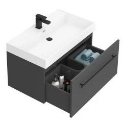 Valencia 800 Gloss Grey Minimalist Wall Hung Vanity Unit with Matt Black Handle 11 Valencia 800 Gloss Grey Minimalist Wall Hung Vanity Unit with Matt Black Handle -Wall Hung Vanity Units Shop V8GWHMB n d6 460