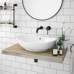 Venice Floating Basin Shelf (Light Oak - 800mm Wide) -Wall Hung Vanity Units Shop V8LKSLF d2 460