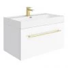 Valencia 800 Gloss White Minimalist Wall Hung Vanity Unit with Brass Handle 1 Valencia 800 Gloss White Minimalist Wall Hung Vanity Unit with Brass Handle -Wall Hung Vanity Units Shop V8WWHBB p