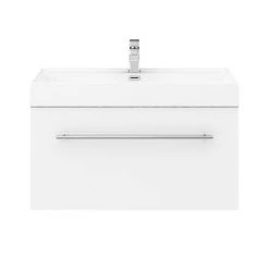 Valencia 800 Gloss White Minimalist Wall Hung Vanity Unit with Chrome Handle -Wall Hung Vanity Units Shop V8WWHCH D4 460
