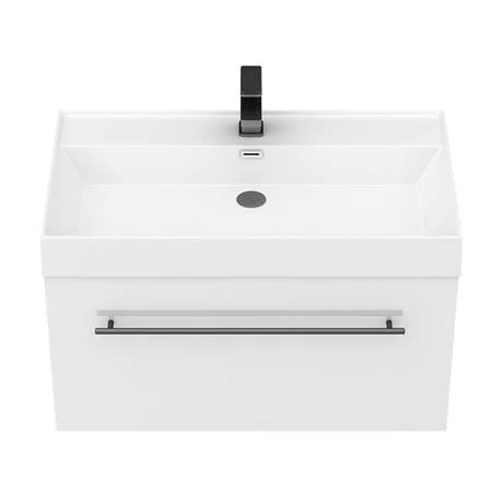Valencia 800 Gloss White Minimalist Wall Hung Vanity Unit with Matt Black Handle 5 Valencia 800 Gloss White Minimalist Wall Hung Vanity Unit with Matt Black Handle - Image 3