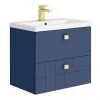 Venice Abstract 600mm Blue Vanity Unit - Wall Hung 2 Drawer Unit with Brushed Brass Square Drop Handles 1 Venice Abstract 600mm Blue Vanity Unit - Wall Hung 2 Drawer Unit with Brushed Brass Square Drop Handles -Wall Hung Vanity Units Shop VAWH600BLUBRA n p