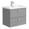 Venice Abstract 600mm Grey Vanity Unit - Wall Hung 2 Drawer Unit with Chrome Square Drop Handles -Wall Hung Vanity Units Shop VAWH600GRY n p