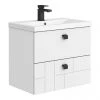 Venice Abstract 600mm White Vanity Unit - Wall Hung 2 Drawer Unit with Matt Black Square Drop Handles 2 Venice Abstract 600mm White Vanity Unit - Wall Hung 2 Drawer Unit with Matt Black Square Drop Handles -Wall Hung Vanity Units Shop VAWH600WHIBLK n p