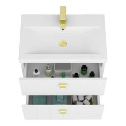 Venice Abstract 600mm White Vanity Unit - Wall Hung with Brushed Brass Handles 9 Venice Abstract 600mm White Vanity Unit - Wall Hung with Brushed Brass Handles -Wall Hung Vanity Units Shop VAWH600WHTBRA d3 460