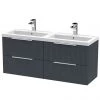 Venice Fluted 1205mm Anthracite 4 Drawer Double Basin Vanity Unit & Chrome Handles 2 Venice Fluted 1205mm Anthracite 4 Drawer Double Basin Vanity Unit & Chrome Handles -Wall Hung Vanity Units Shop VF1205BLKVU M