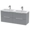 Venice Fluted 1205mm Satin Grey 4 Drawer Double Basin Vanity Unit & Chrome Handles 1 Venice Fluted 1205mm Satin Grey 4 Drawer Double Basin Vanity Unit & Chrome Handles -Wall Hung Vanity Units Shop VF1205BSGVU M