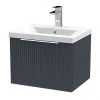 Venice Fluted 500mm Anthracite Single Drawer Wall Hung Vanity Unit with Chrome Handle -Wall Hung Vanity Units Shop VF50WH1DSA M