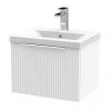 Venice Fluted 500mm White Vanity Unit - Wall Hung Single Drawer Unit with Chrome Handle -Wall Hung Vanity Units Shop VF50WH1DWHT p