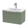 Venice Fluted 600mm Green Vanity Unit - Wall Hung Single Drawer Unit with Chrome Handle 1 Venice Fluted 600mm Green Vanity Unit - Wall Hung Single Drawer Unit with Chrome Handle -Wall Hung Vanity Units Shop VF60WH1DWGN p
