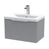 Venice Fluted 600mm Grey Vanity Unit - Wall Hung Single Drawer Unit with Chrome Handle -Wall Hung Vanity Units Shop VF60WH1DWGY p