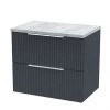Venice Fluted 600mm Anthracite Vanity Unit - Wall Hung 2 Drawer Unit with Bellato Grey Worktop & Chrome Handles 1 Venice Fluted 600mm Anthracite Vanity Unit - Wall Hung 2 Drawer Unit with Bellato Grey Worktop & Chrome Handles -Wall Hung Vanity Units Shop VFBA6BGWT M