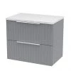 Venice Fluted 600mm Grey Vanity Unit - Wall Hung 2 Drawer Unit with White Worktop & Chrome Handles 1 Venice Fluted 600mm Grey Vanity Unit - Wall Hung 2 Drawer Unit with White Worktop & Chrome Handles -Wall Hung Vanity Units Shop VGRY6WHT m