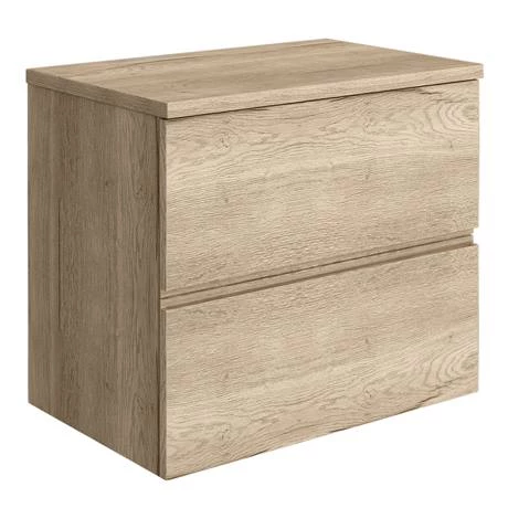 Venice Linea Rustic Oak Countertop Basin Unit - 600mm 2 Drawer with Round Matt White Basin 5 Venice Linea Rustic Oak Countertop Basin Unit - 600mm 2 Drawer with Round Matt White Basin - Image 3