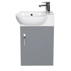 Valencia Perla Wall Hung Cloakroom Vanity (Gloss Grey - 450mm Wide) -Wall Hung Vanity Units Shop VPWHGG45 n d5 460