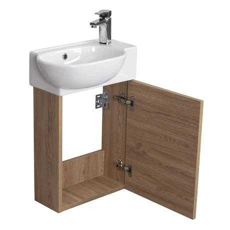 Valencia Perla Wall Hung Cloakroom Vanity (Light Oak Effect - 450mm Wide) 4 Valencia Perla Wall Hung Cloakroom Vanity (Light Oak Effect - 450mm Wide) - Image 2