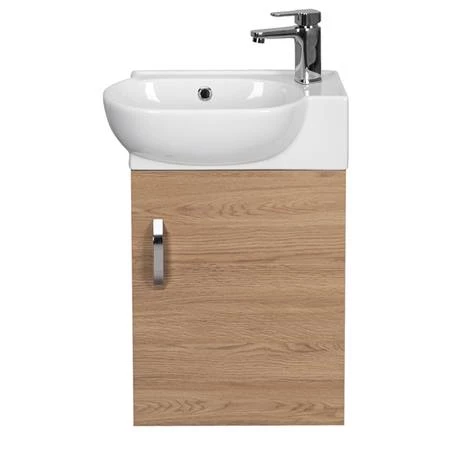 Valencia Perla Wall Hung Cloakroom Vanity (Light Oak Effect - 450mm Wide) 7 Valencia Perla Wall Hung Cloakroom Vanity (Light Oak Effect - 450mm Wide) - Image 5