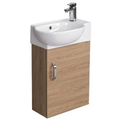 Valencia Perla Wall Hung Cloakroom Vanity (Light Oak Effect - 450mm Wide)