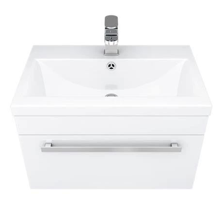 Nuie 600 x 400mm Wall Mounted Mid Edge Basin & Cabinet - Gloss White - VTWE600 5 Nuie 600 x 400mm Wall Mounted Mid Edge Basin & Cabinet - Gloss White - VTWE600 - Image 3