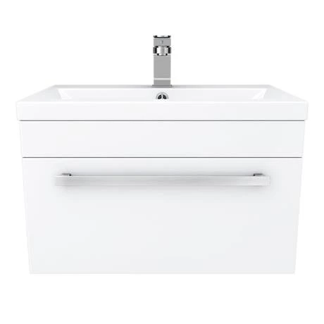 Nuie 600 x 400mm Wall Mounted Mid Edge Basin & Cabinet - Gloss White - VTWE600 6 Nuie 600 x 400mm Wall Mounted Mid Edge Basin & Cabinet - Gloss White - VTWE600 - Image 4