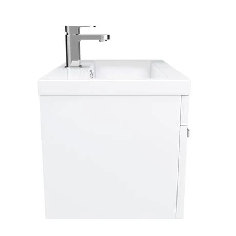 Nuie 600 x 400mm Wall Mounted Mid Edge Basin & Cabinet - Gloss White - VTWE600 7 Nuie 600 x 400mm Wall Mounted Mid Edge Basin & Cabinet - Gloss White - VTWE600 - Image 5