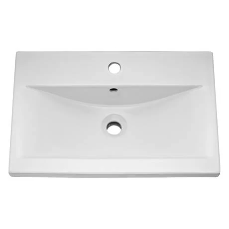 Nuie 600 x 400mm Wall Mounted Mid Edge Basin & Cabinet - Gloss White - VTWE600 4 Nuie 600 x 400mm Wall Mounted Mid Edge Basin & Cabinet - Gloss White - VTWE600 - Image 2