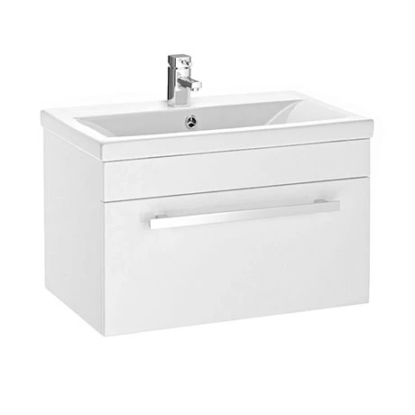 Nuie 600 x 400mm Wall Mounted Mid Edge Basin & Cabinet - Gloss White - VTWE600 3 Nuie 600 x 400mm Wall Mounted Mid Edge Basin & Cabinet - Gloss White - VTWE600