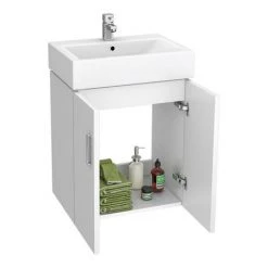 Nova Wall Mounted Vanity - 450mm Gloss White -Wall Hung Vanity Units Shop VTWW450 detail a 460