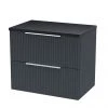 Venice Fluted 600mm Anthracite Vanity Unit - Wall Hung 2 Drawer Unit with Black Worktop & Chrome Handles 2 Venice Fluted 600mm Anthracite Vanity Unit - Wall Hung 2 Drawer Unit with Black Worktop & Chrome Handles -Wall Hung Vanity Units Shop VWH6BLKWT M