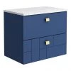 Venice Abstract 600mm Blue Vanity Unit - Wall Hung 2 Drawer Unit with White Worktop & Brushed Brass Handles 1 Venice Abstract 600mm Blue Vanity Unit - Wall Hung 2 Drawer Unit with White Worktop & Brushed Brass Handles -Wall Hung Vanity Units Shop VWH6BLUWHIB prod