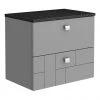 Venice Abstract 600mm Grey Vanity Unit - Wall Hung 2 Drawer Unit with Black Worktop & Chrome Handles 1 Venice Abstract 600mm Grey Vanity Unit - Wall Hung 2 Drawer Unit with Black Worktop & Chrome Handles -Wall Hung Vanity Units Shop VWH6GREBLK n p